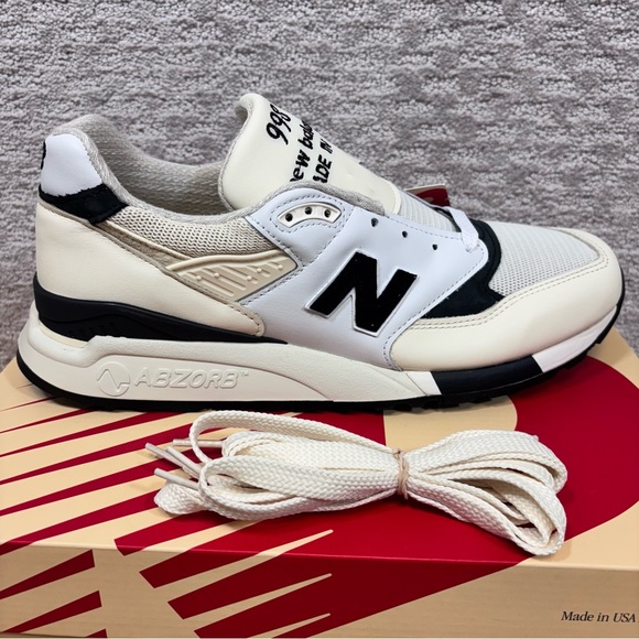 New Balance 998 Classics Made in USA  White Black Cream Men's Sz 10.5 U998TI - Picture 1 of 8